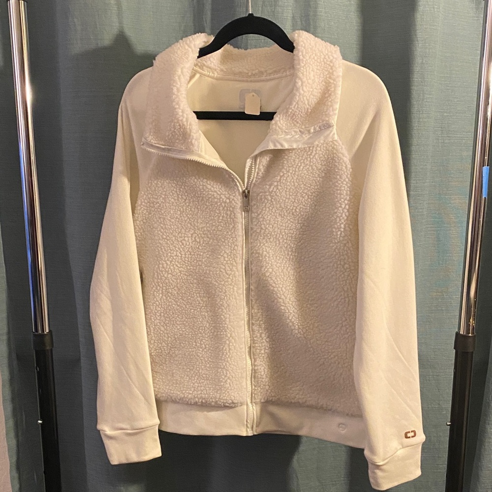OGIO Women's Cream Teddy Jacket with small Mercedes Benz Logo
